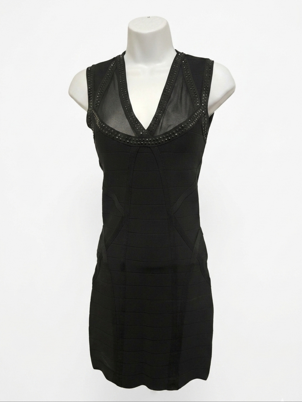 Stunning BEBE Bandage Dres With Sheer Mesh Inserts At Top